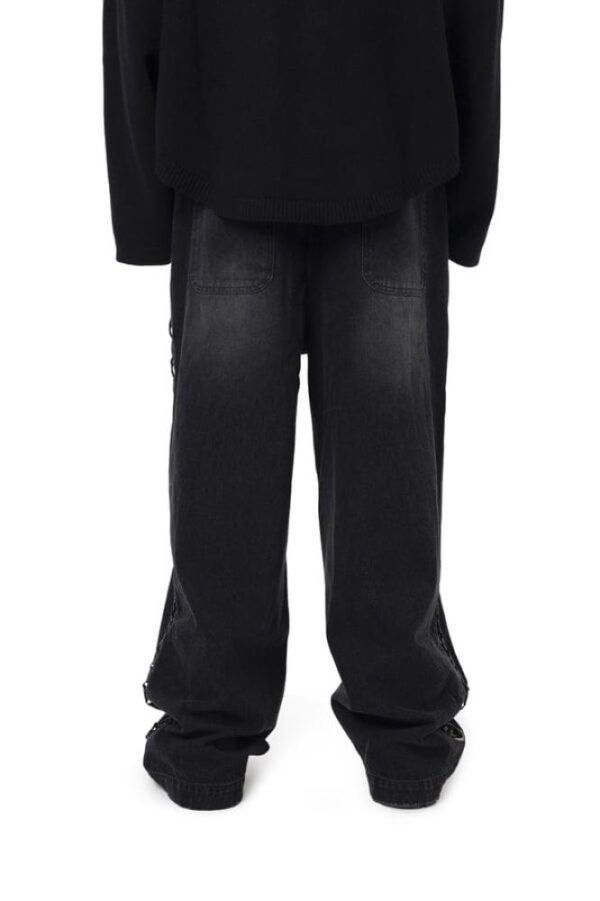 Wide Leg Black Denim Jeans - Image 3