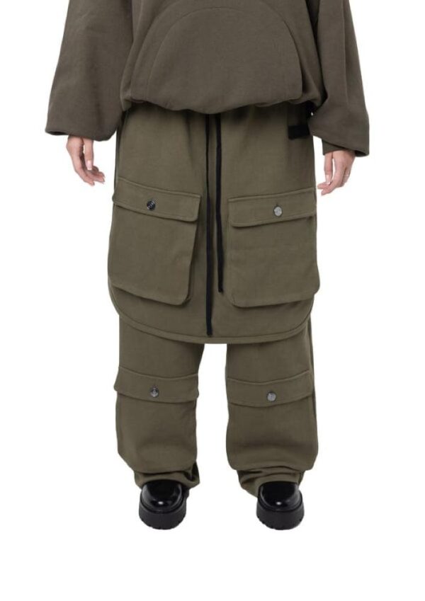 Green Navy Layered Cargo Sweatpant