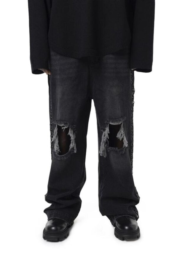 Wide Leg Black Denim Jeans