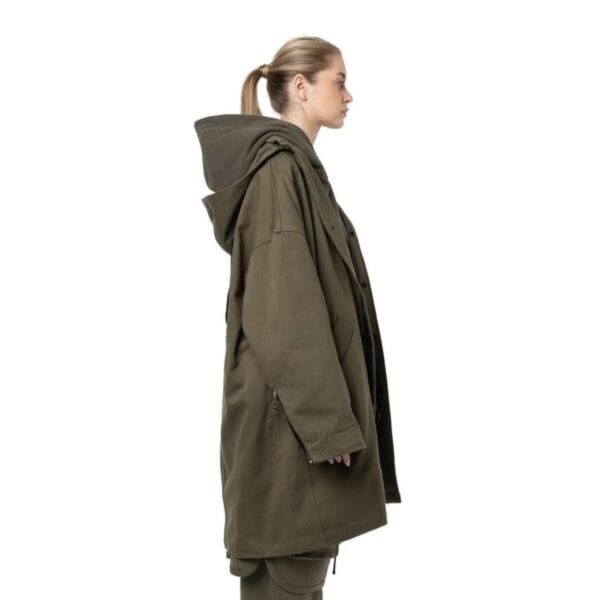 Distressed Cotton Green Navy Parka - Image 3