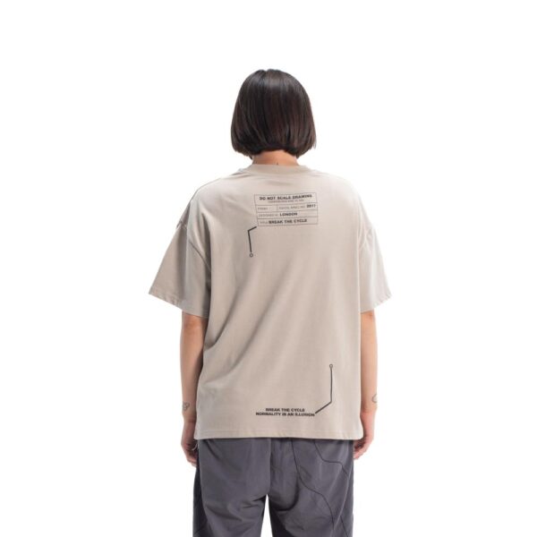Beige Fragmented Blueprint T-Shirt - Image 4