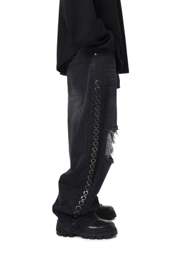 Wide Leg Black Denim Jeans - Image 2